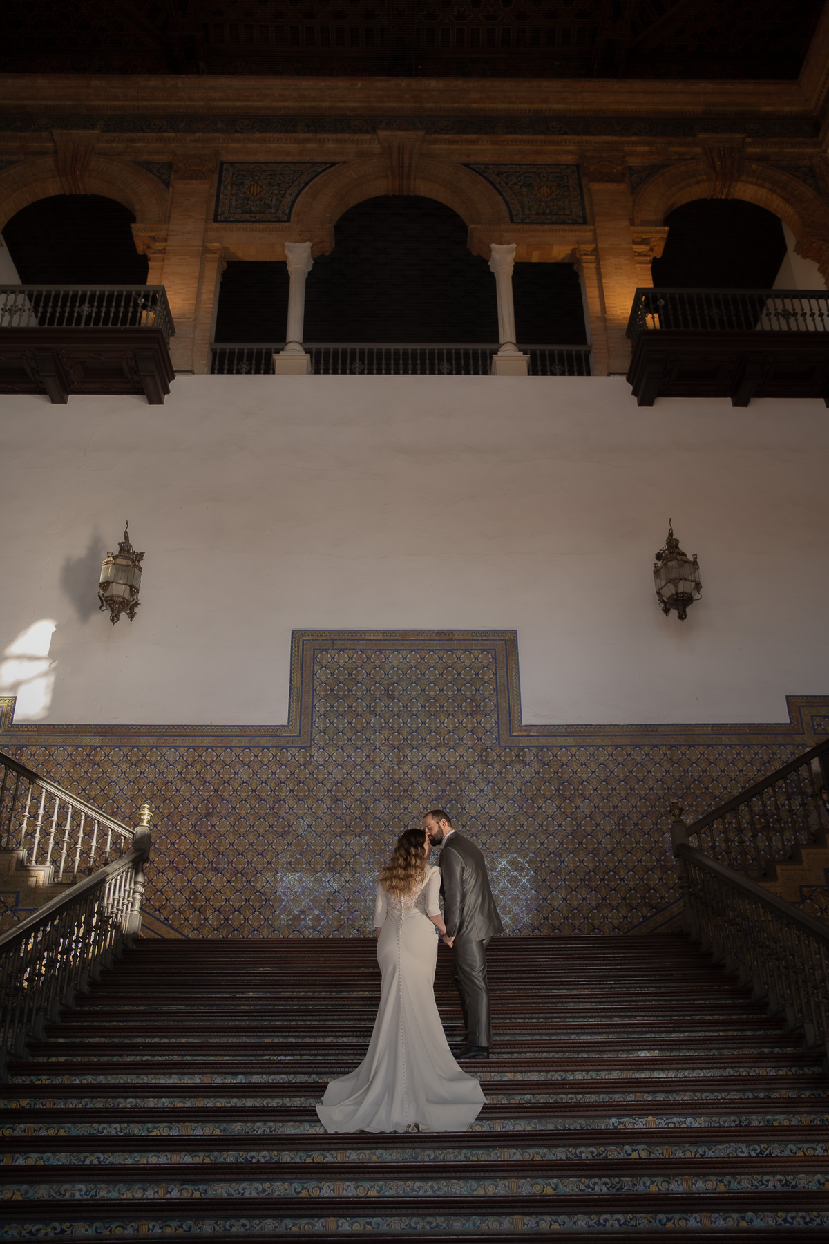 La Postboda de Cecilia y David en la Plaza de España de Sevilla. © 2022 Foto Alba