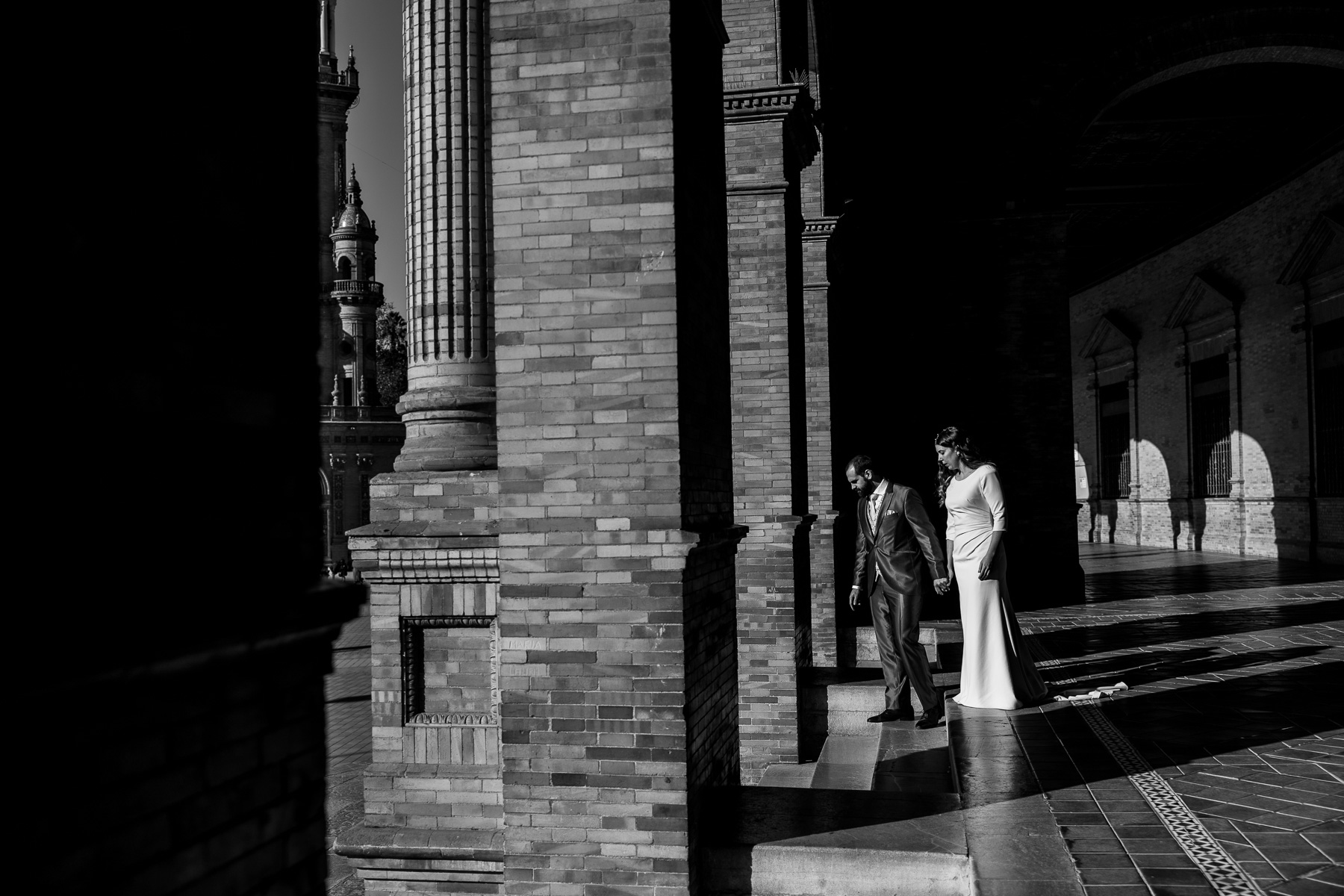 La Postboda de Cecilia y David en la Plaza de España de Sevilla. © 2022 Foto Alba