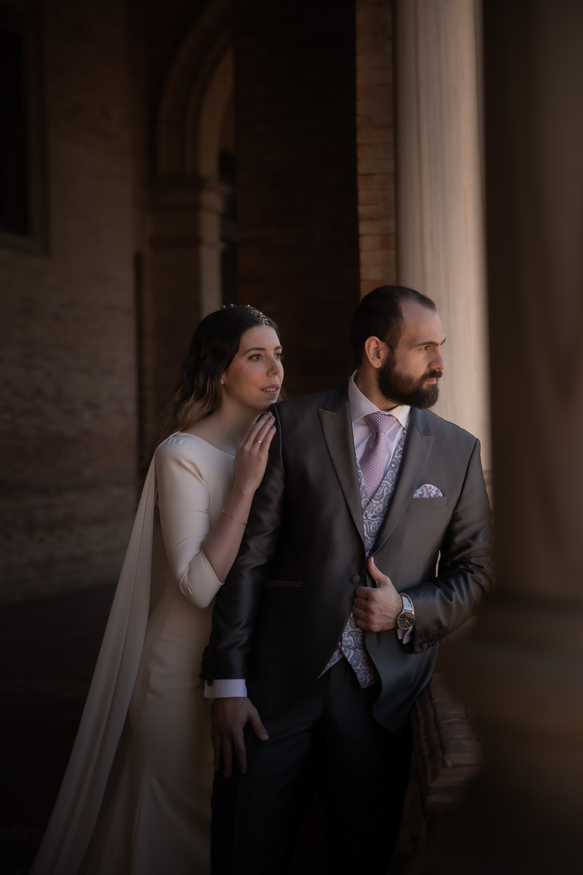 La Postboda de Cecilia y David en la Plaza de España de Sevilla. © 2022 Foto Alba