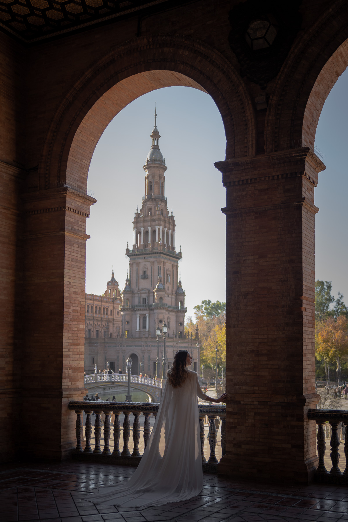 La Postboda de Cecilia y David en la Plaza de España de Sevilla. © 2022 Foto Alba