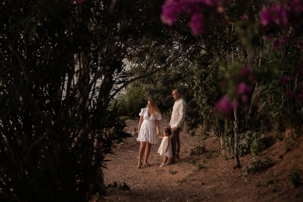 Sesión de fotos de tres miembros de familia