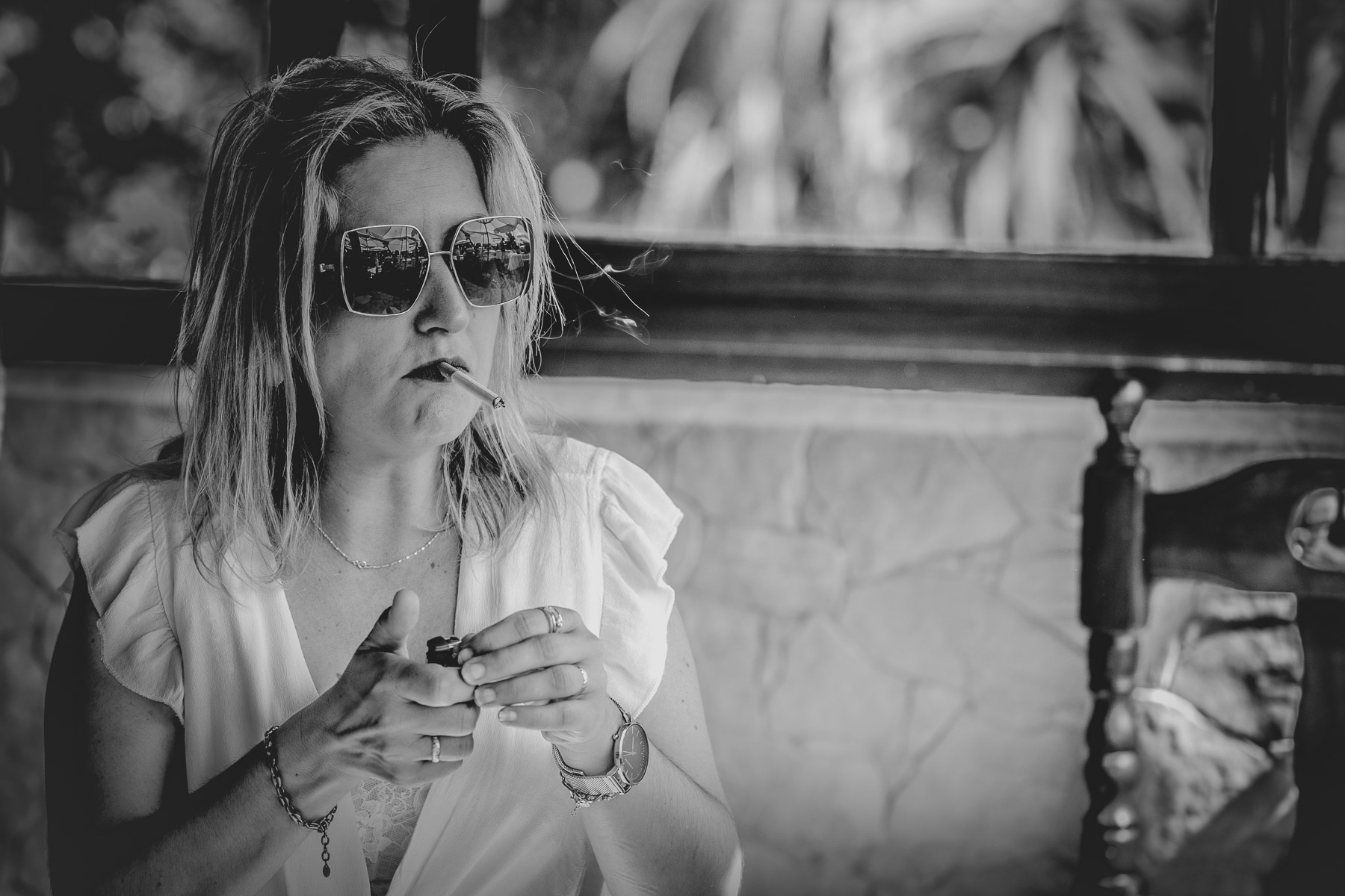 Blanco y negro de invitados en la  Celebración de la Primera Comunión de María José, El Bosque (Cádiz)