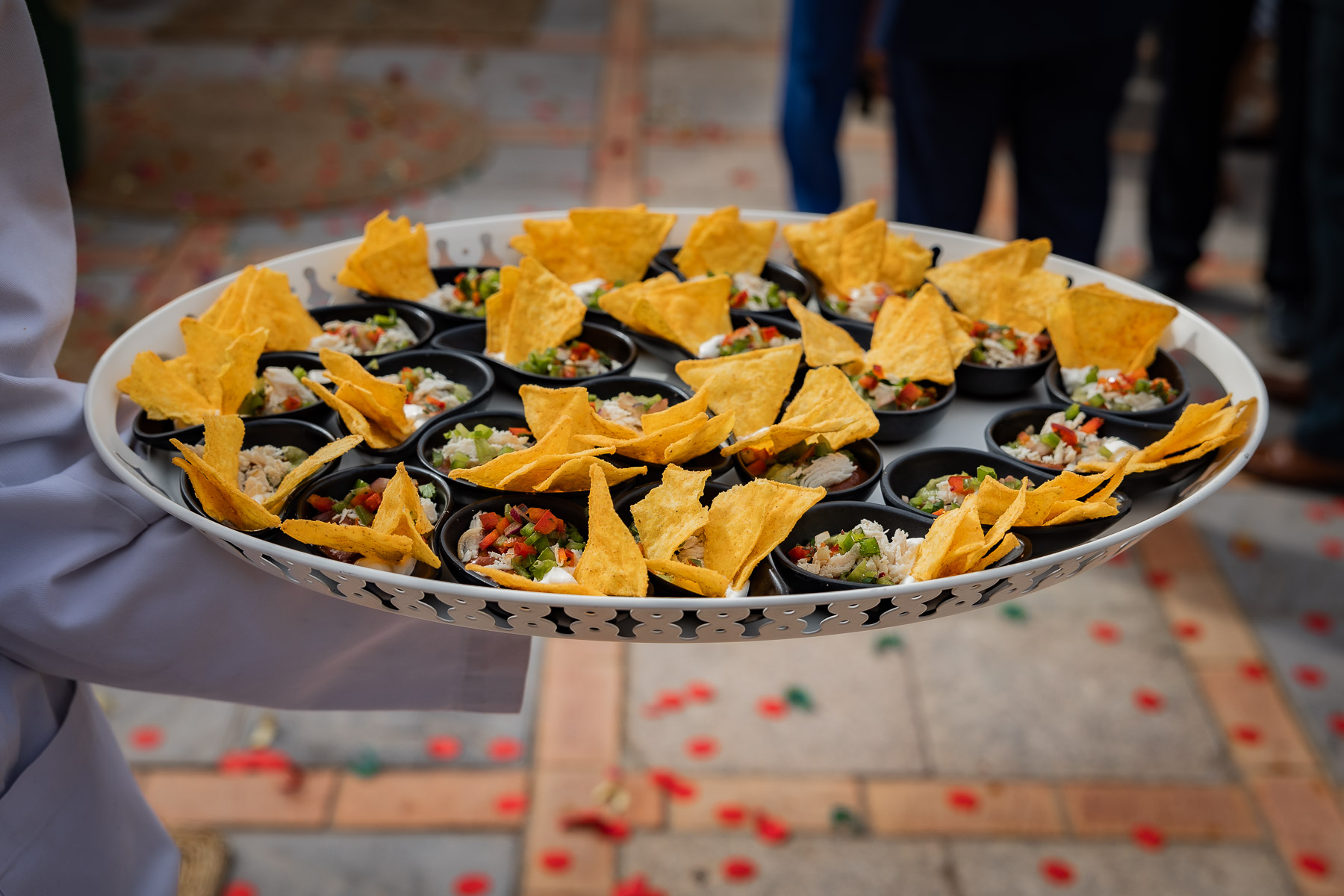 Detalle de un plato del cóctel. Celebración de la boda de Ara y Manuel en Hacienda Torre de Arcas, Bollullo de la Mitación, Sevilla